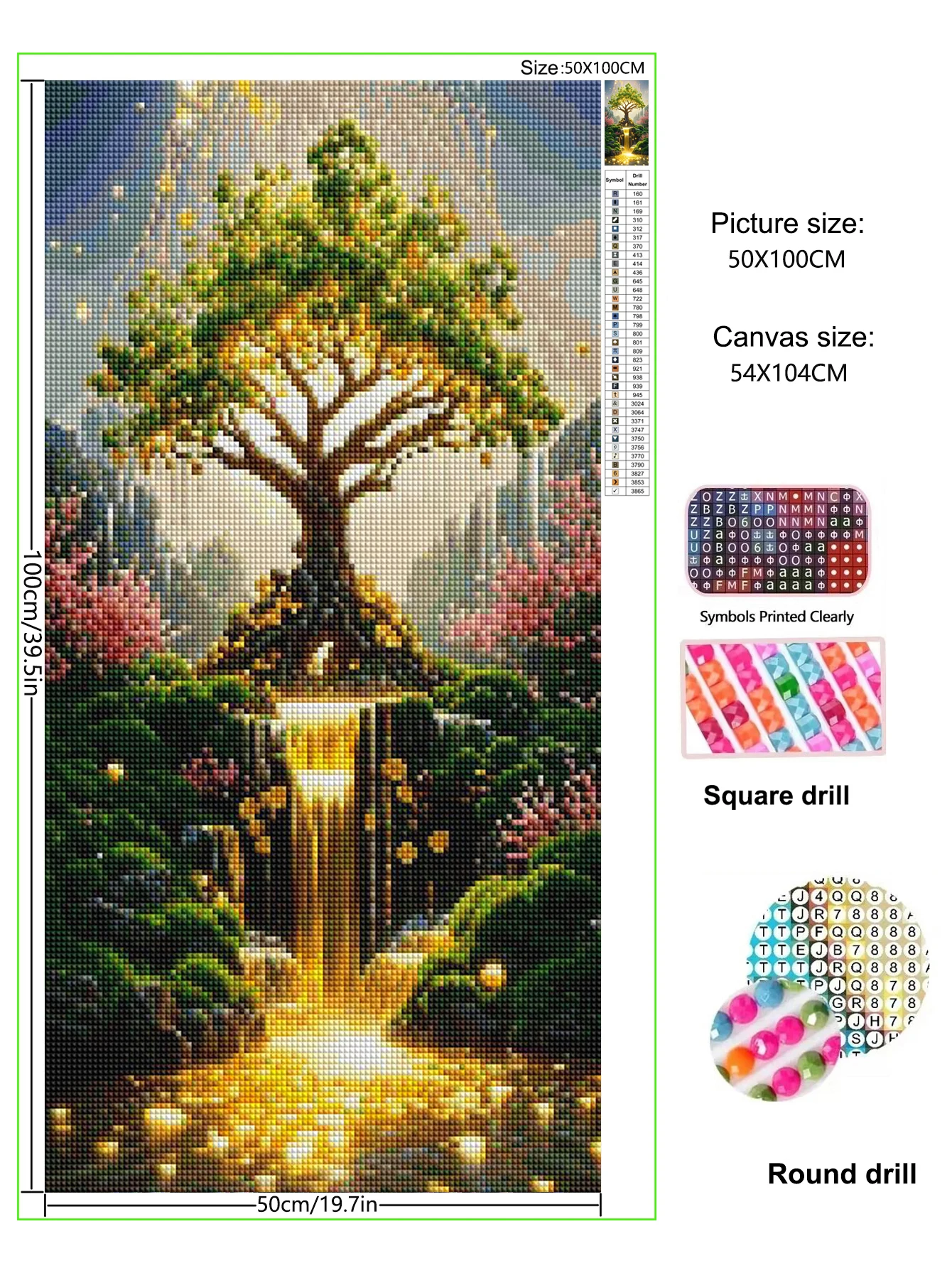 Large DIY Tree of Life 5D Diamond Painting Art Wealth Tree Landscape Mosaic Diamond Embroidery Home Decoration Pictures