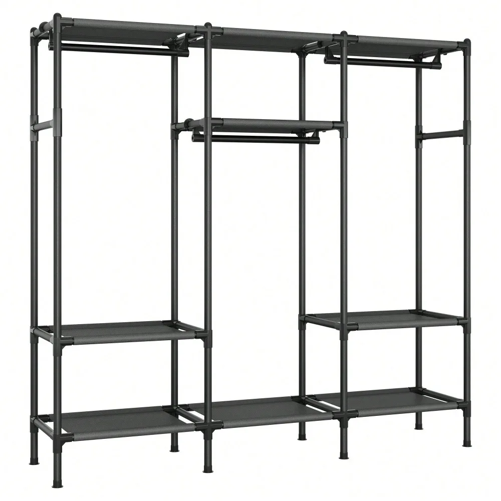 

Clothes Rack, Portable Closet, Heavy Duty Wardrobe Closet Organizer With Hanging Rails And Shelves, 74.8"H, Total Load