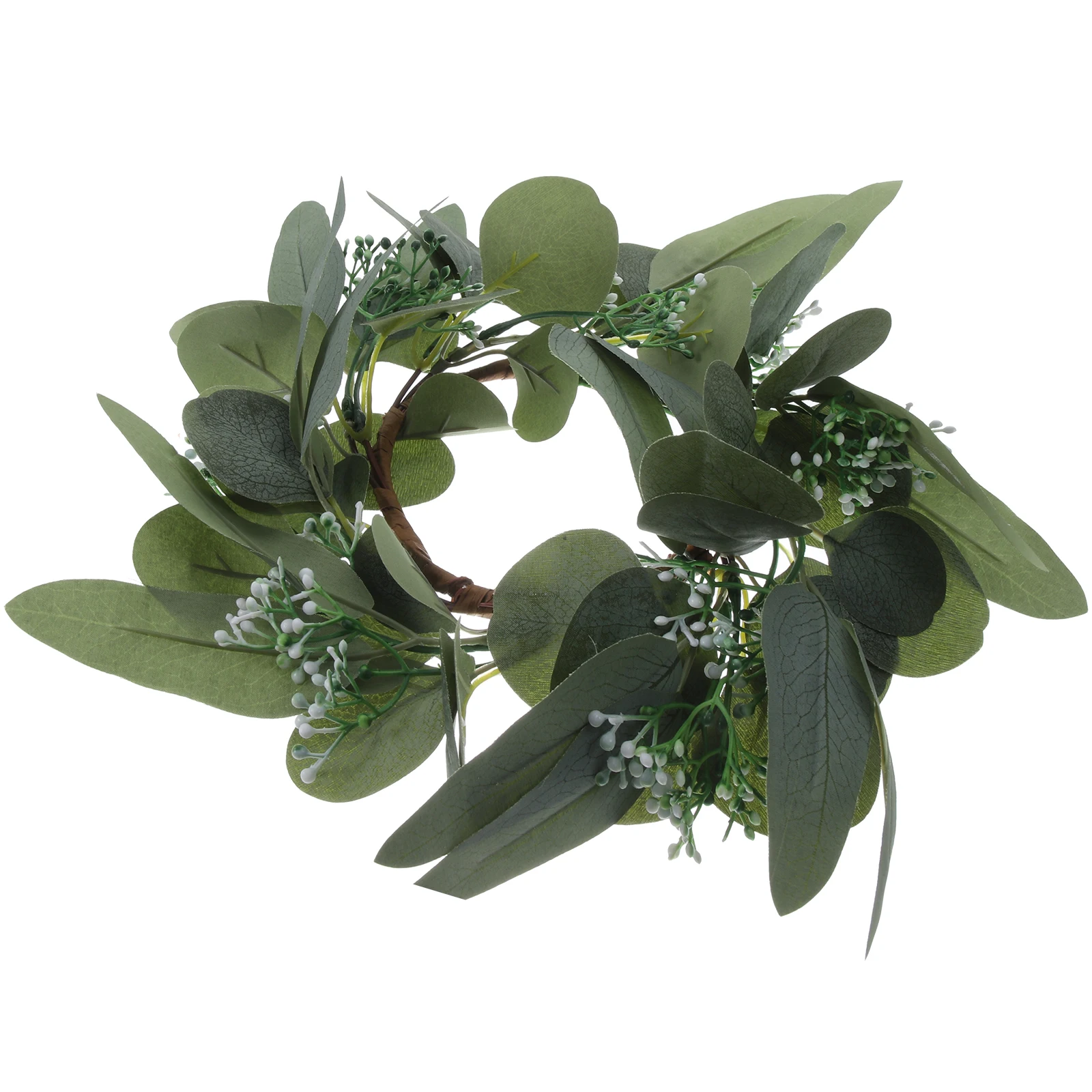 

Artificial Eucalyptus 25CM Greenery Wax C Home Decor Wreath Table Leaves Mini Wreath Ring Christmas