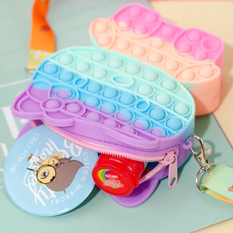 Girl New Decompression Toy Bags Girl Rat Killing Pioneer Bubble Music Silicone Pressing Crossbody Bag Child Girl Shoulder Bag