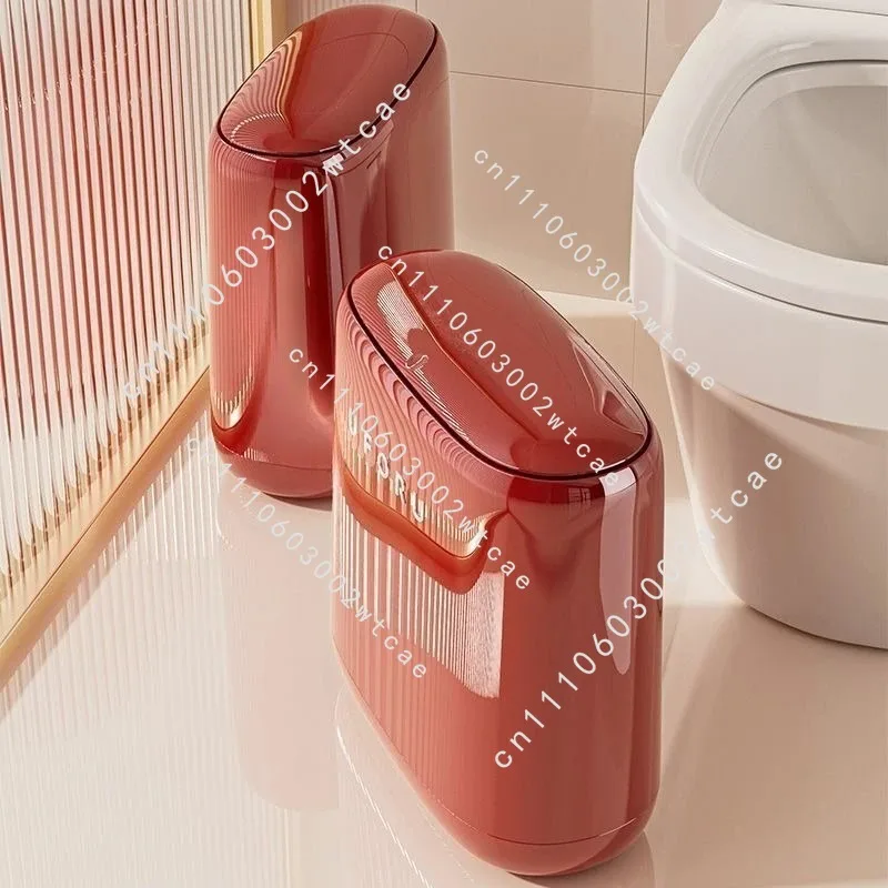 Bathroom Narrow Trash Can Plastic Press Cover Trash Bin Durable Luxury Litter Bins Waterproof Large Capacity Kitchen Dustbin