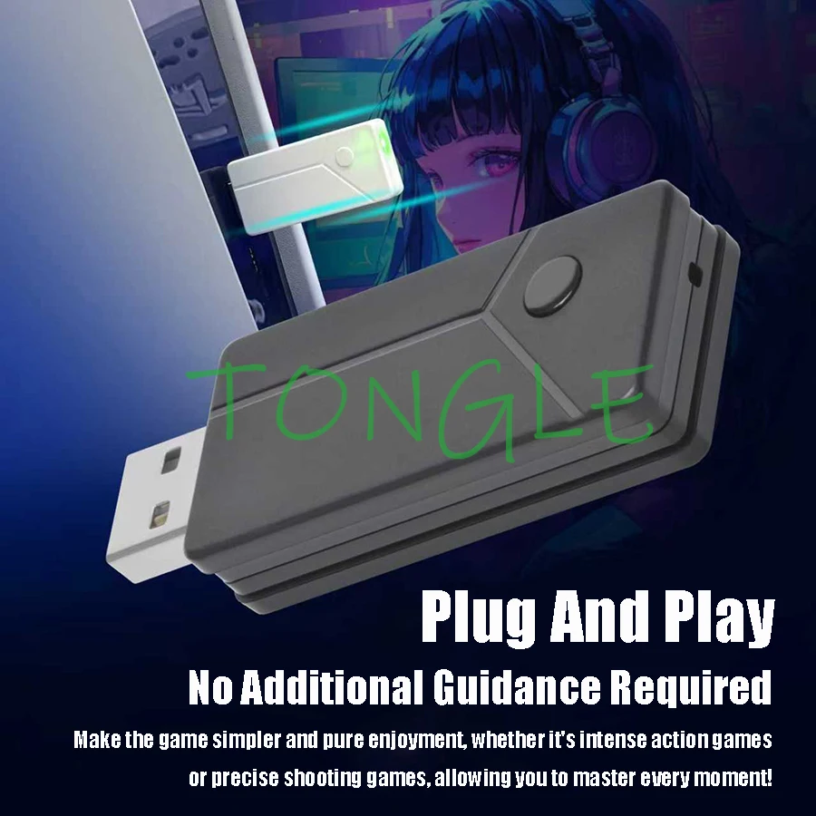 

PS4 USB Wireless Controller / Arcade Stick Adapter Convertor To PS5 Game Console PC, Headphone Function Selectable