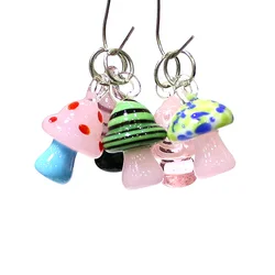 Mini Mushroom Charm Pendant Cute Glass Bead Ornament For DIY Girl Jewelry Earrings Necklace Bracelet Keychain Making Accessories