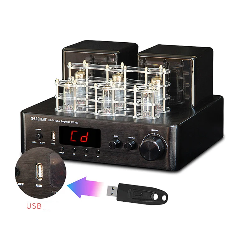 New  100W*2 Blueteeth Lossless Tube Amplifier Decoding Fever Tube Amp Hifi High-power Fiber Coaxial Speaker Sound Amplifiers