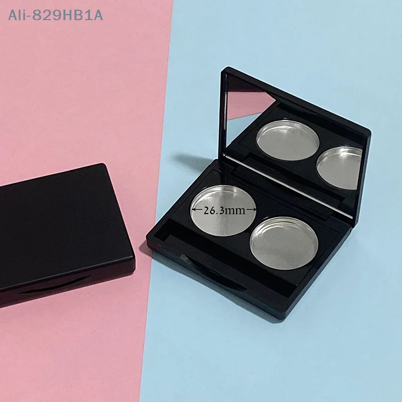 Empty Dual Slot Eyeshadow Palette Blush Box Portable Cosmetic Makeup Case Container With Mirror For Bb Cream Foundation Diy Box