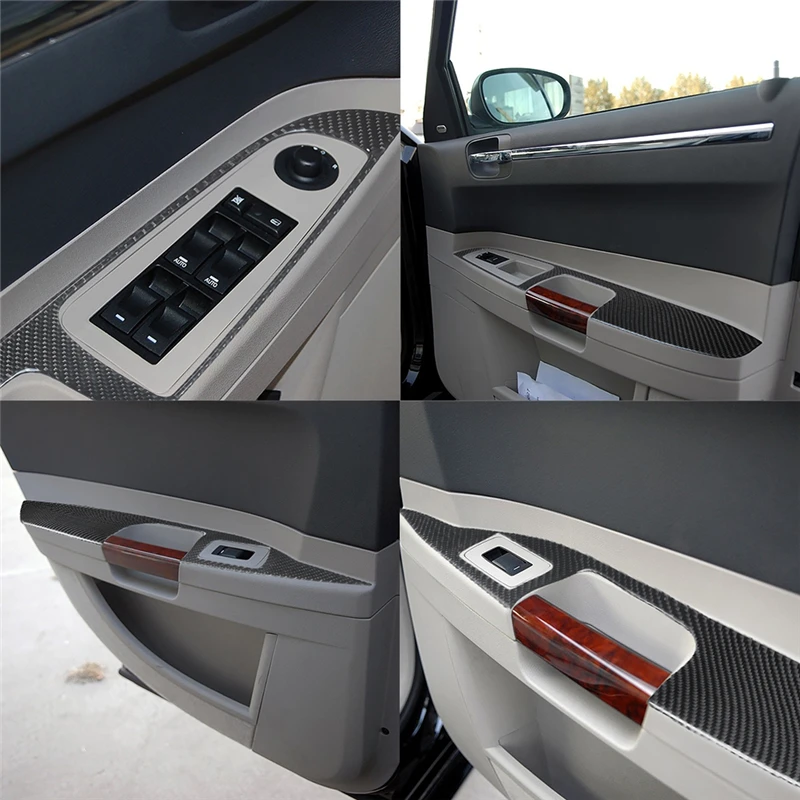 

Black Car Interior Decoration Protection Carbon Fiber Sticker For Chrysler 300 2005-2007 No navigation Styling Accessories