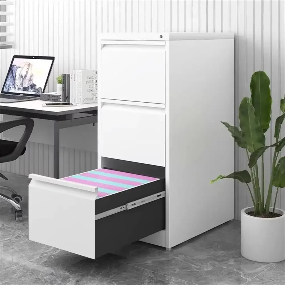 Metal File Cabinet with Lock, Home Office Organizer, Large Steel Storage for Letter/Legal/A4 Files, White