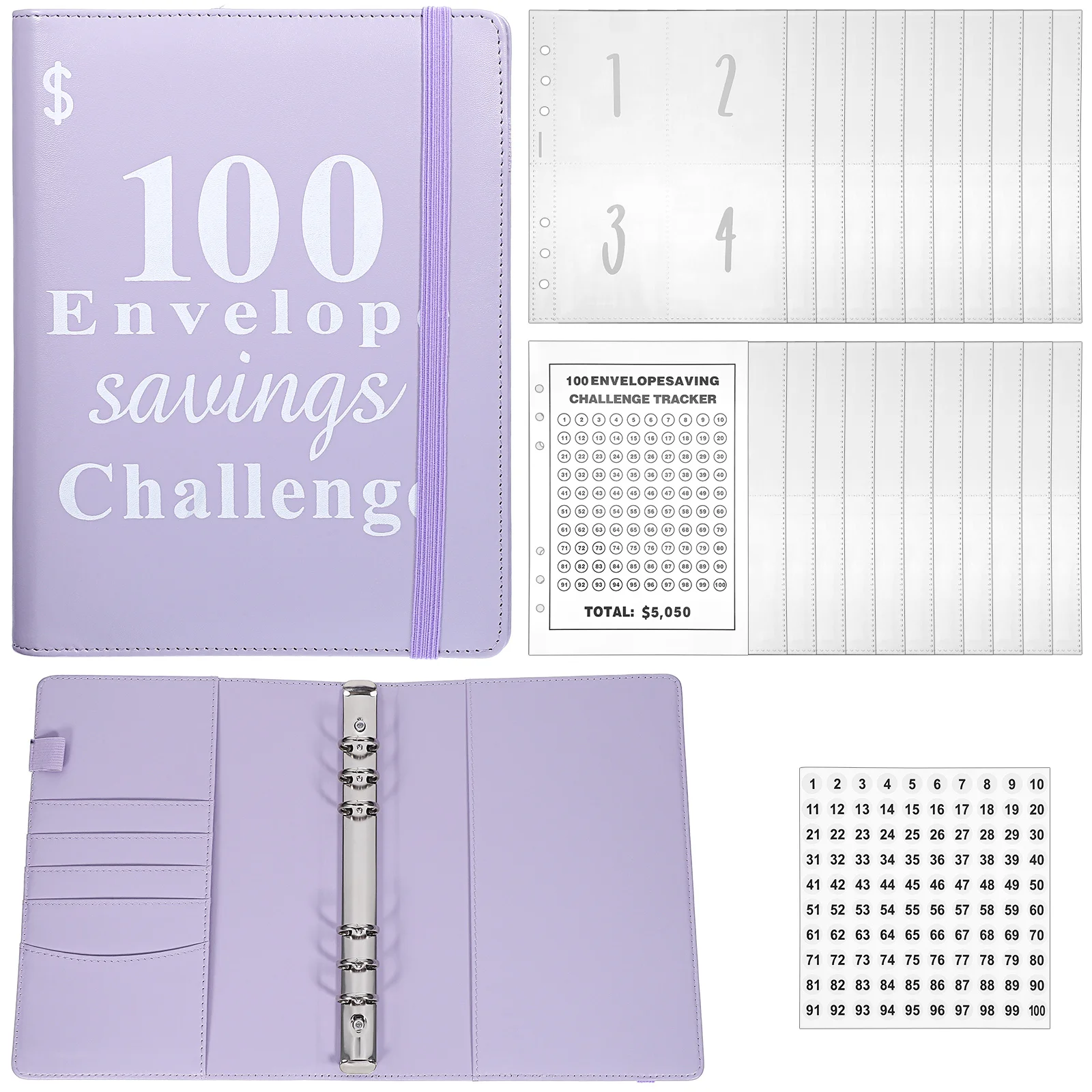 

Save Money and Notebo Savings Challenge Binder Book Financial Planner Notebook Sticker Pu Envelope 100 Envelopes