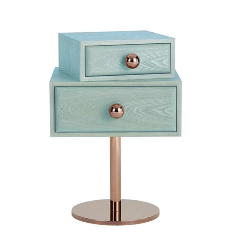 

American simple modern fashion model room green double bedside table edge few corners mini color decorative cabinet
