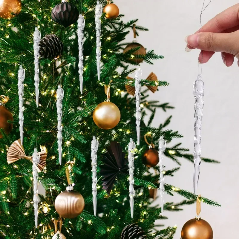 Transparente Acryl-Eiszapfen-Ornamente für Weihnachtsdekoration Kristall-Hängeanhänger Eiszapfen-Tropfen Weihnachtsbaum Hochzeits-Party-Zubehör – Detail 6