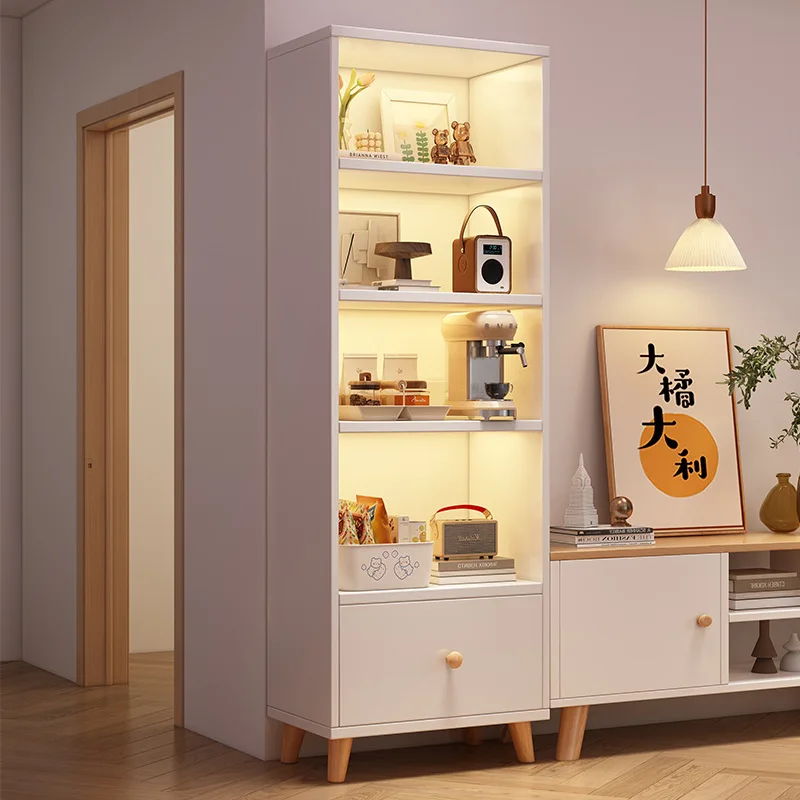 

Bookshelf Floor-to-ceiling shelf Household living room Wall storage Storage shelf Multi-layer display shelf with cabinet door