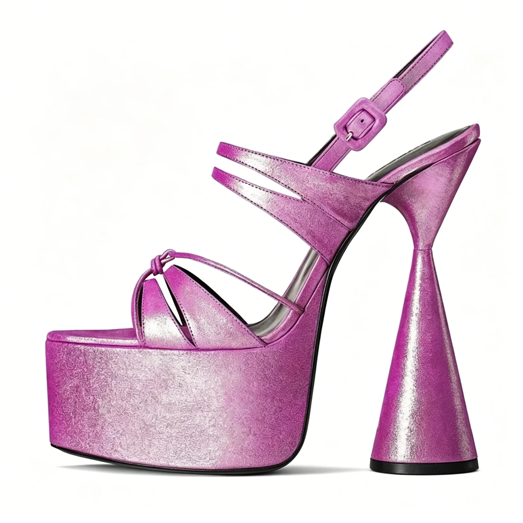 Soild Round Toe Platform Summer Women Sandals Strange Style High Heels Buckle Strap Design Large Size Fashion Party Shoes