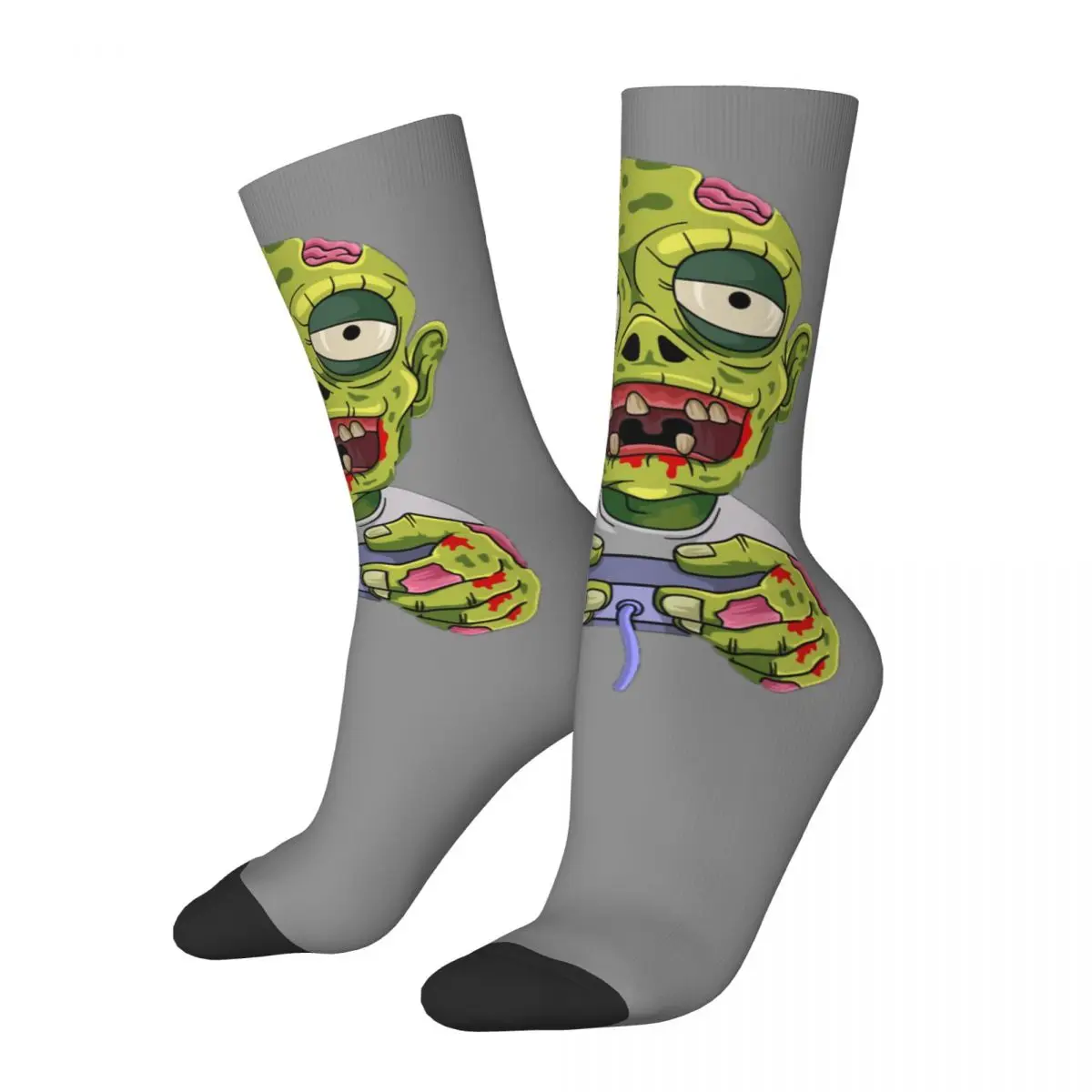 

compression Sock for Men Halloween Zombie Gamer Hip Hop Harajuku Zombie Video Gamer Happy Quality Pattern Printed Boys Crew Sock