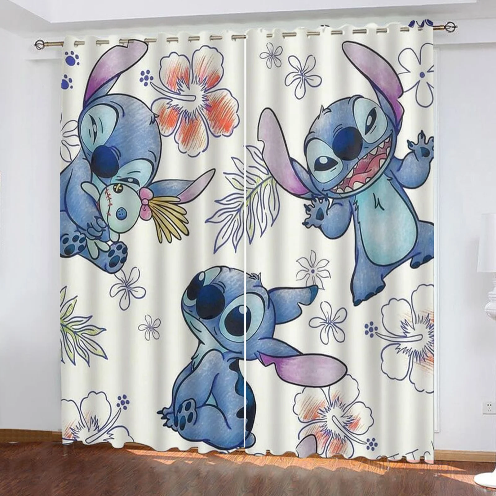 Cute Stitch Blackout Window Curtains for Kids Bedroom Living Room Bathroom Kicthen Door Home High Shading