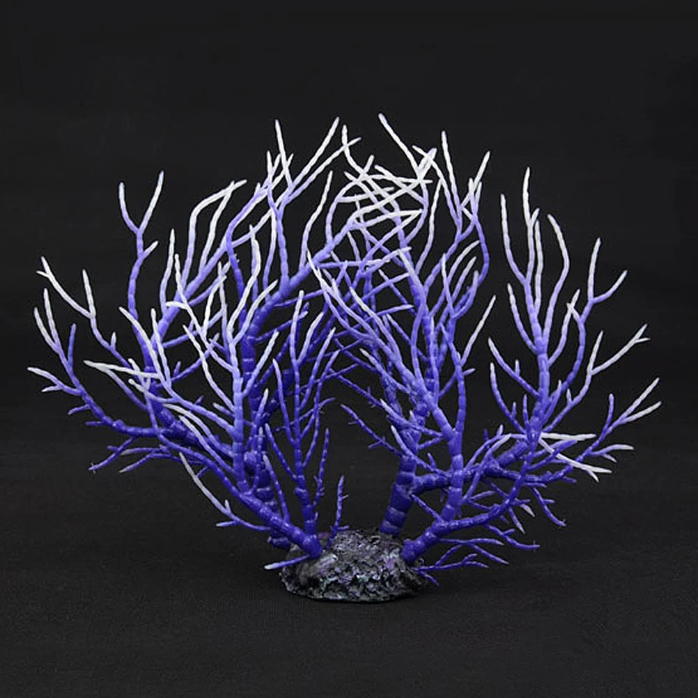 

Artificial Coral Fish Tank Decor Purple 20cm Wide Soft Lifelike Resin Salt Water Safe No Algae Problems