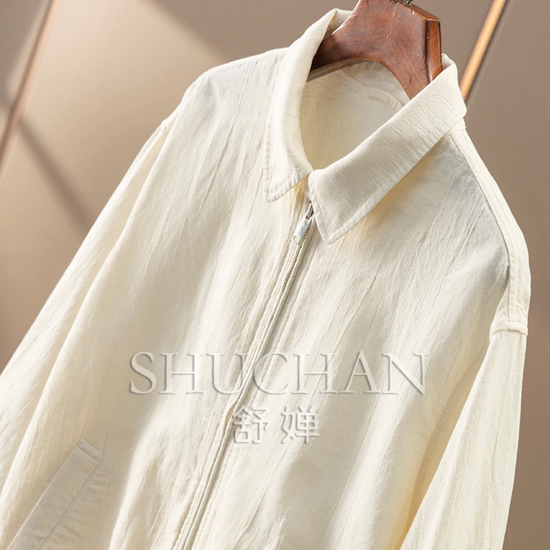 Early Autumn, Casual and Free, High-quality Linen + Cotton Lapel Jacket for Women 81C4 Casacos Femininos Inverno 2025