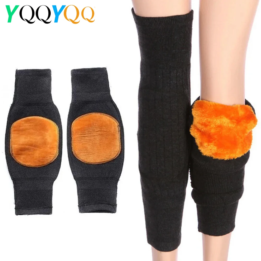 1Pair Men Women Thick Wool Leg Warmers Winter Rheumatic Arthritis Knee Braces Leggings Leg Sleeves Ski Cycling Running Knee Wrap