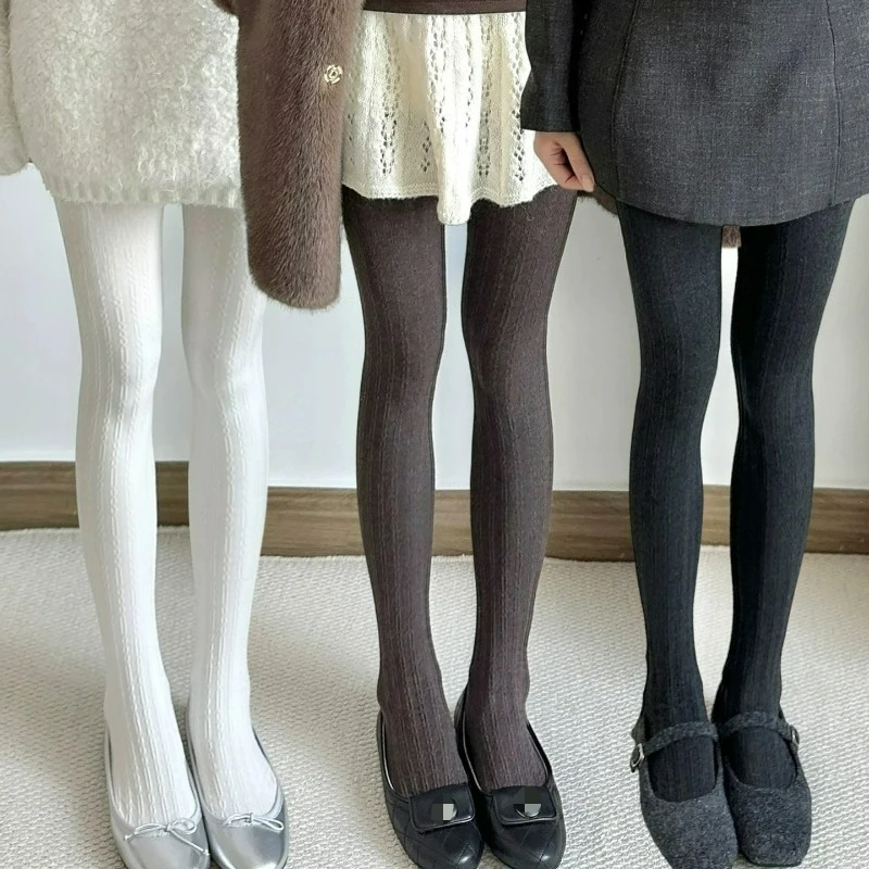 

Vintage Striped Pattern Thermal Tights Girls Versatile Slimming Pantyhose Women Autumn Winter Homothermal Warm Slimming Leggings