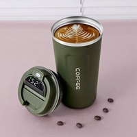 510Ml Smart Thermo Bottle  Thermal Mug Insulated  Tumbler Coffee Cup For Coffee LED Temperature Display Green