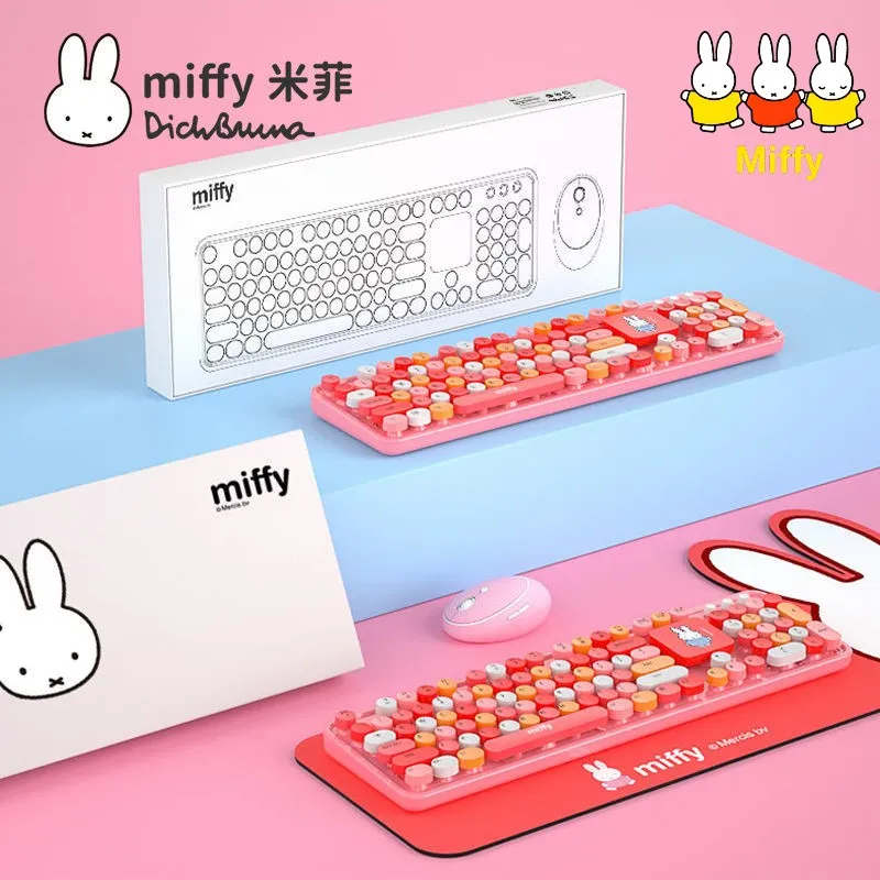 

Kawaii Miffy Rabbit Wireless Keyboard and Mouse Set Cute Cartoon Wireless Keyboard and Mouse Set Computer Keyboard and Mouse Set