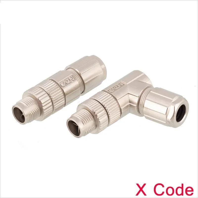 M12 X-coded Data Type Straight Assembly Plug 8-pins Male Female Metal Connector PG9