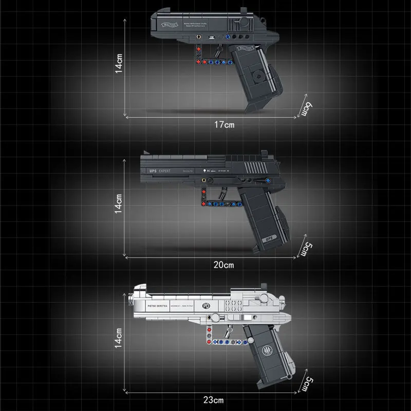 Desert Eagle Pistol Military Series Bricks M92 USP WW2 PPK Gun Model Building Block DIY Assembl Toys for Children Boy Kids Gifts