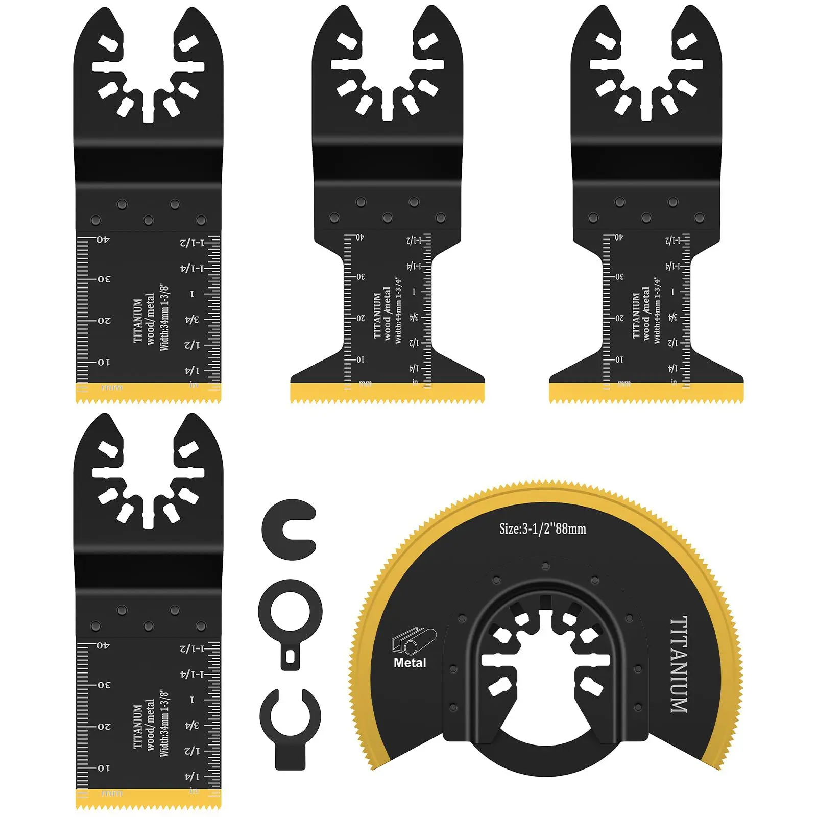 

5PCS Titanium Oscillating Saw Blades Kit Extra-Long Plunge Cutting Multitool Blades For Metal Wood Nails Screws Cutting Plastic