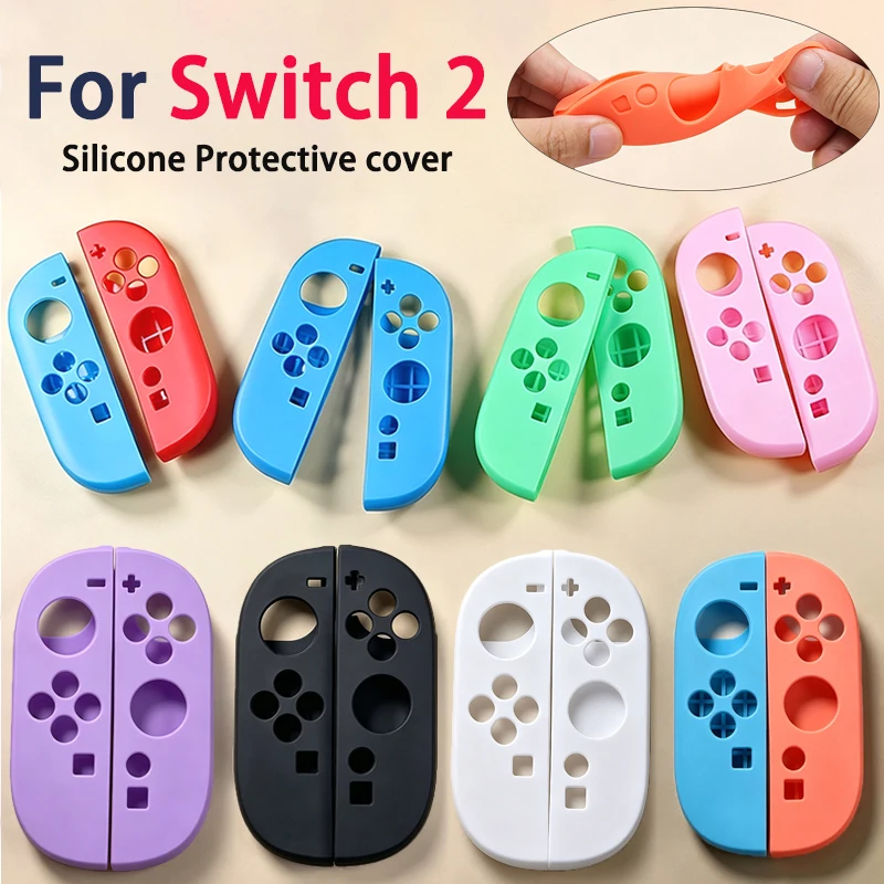 1Pair For Switch 2 NS2 Joy-Con Controller Handgrip Full Protector Skin Cover Silicone Soft Case Hand Grip Shell Protective Cover