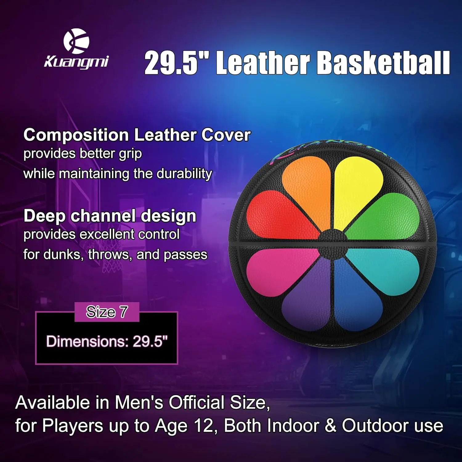 Kuangmi Love Lucky Series basketbal, officiële maat 7 (29,5"), Limited Collector's Edition Art Ball