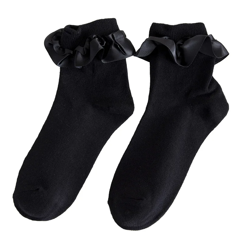 Chaussettes en coton mi-mollet pour femmes, chaussettes en dentelle blanche, style Lolita japonais, solide, document JK, automne, vente en gros