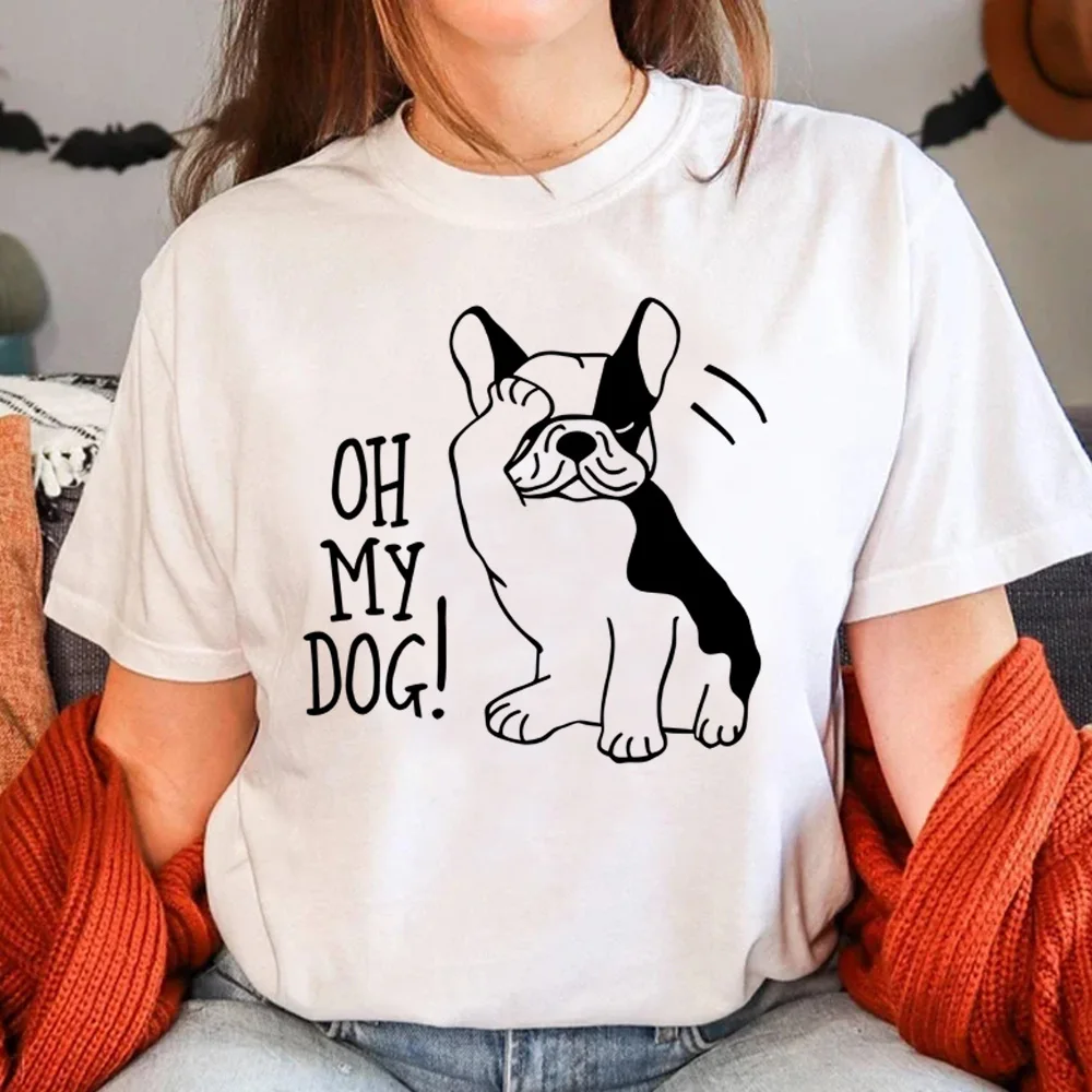 

Pug t shirt women designer comic manga t-shirts girl 2000s designer clothing