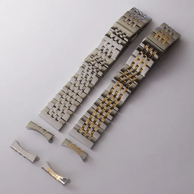 Armband Edelstahlarmband 14mm 17mm 19mm 20mm für Rolex Tissot Solid Link Uhrenarmband Silber und Gold frei gebogenes Ende Ladys