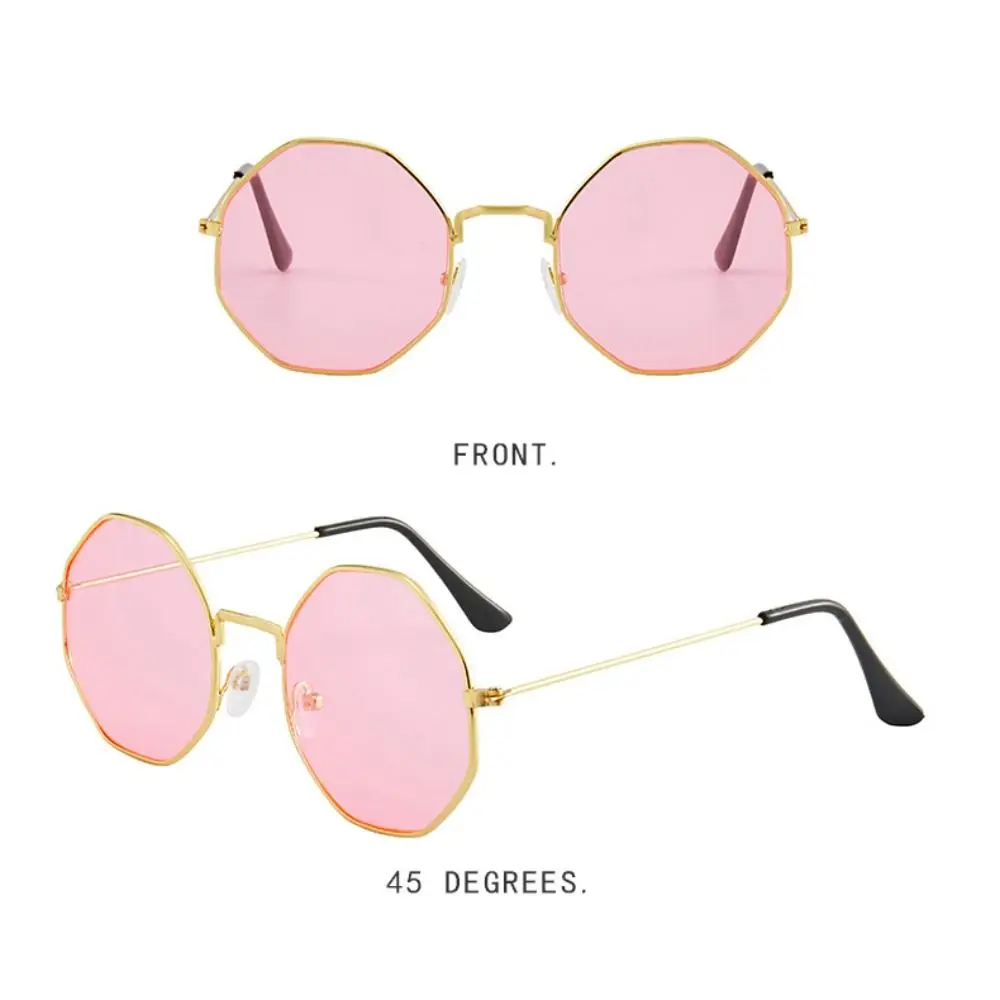 Polygonal Shape Metal Frame Driving Glasses for Women Man Sun-Protective Outdoor Round Sunglasses Fashion Fishing Sunglasses