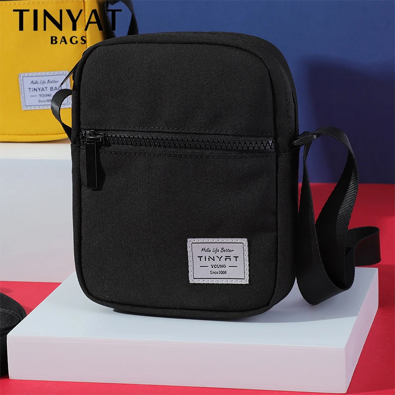 TINYAT Casual Chest Bag for Men, Solid Color Crossbody Sling Bag, Lightweight Mini Shoulder Messenger Phone to Back to School