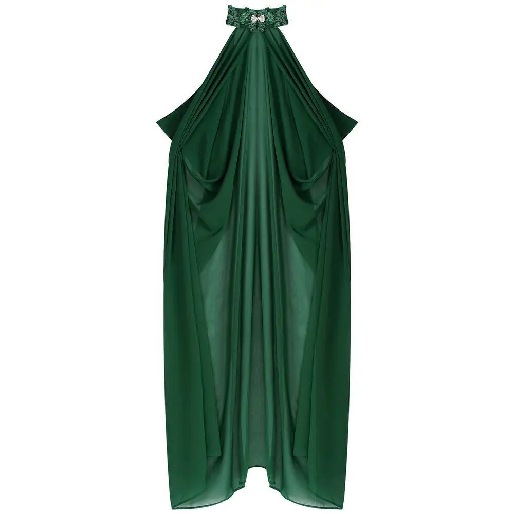 Mittelalterlicher Feenschal-Umhang aus Chiffon, Gotische Wicca-Robe in Schwarz, Grün, Rot, Cosplay Viktorianisches Kleid, Umhang, Halloween-Kostüm für Frauen
