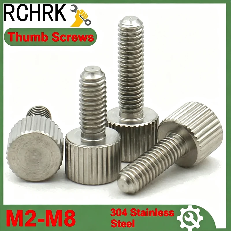 1-5pcs 304 Stainless Steel Thumb Screws M2 M3 M4 M5 M6 M8 knurled Head Thumb Bolt,Machinery,Tool Round Adjustment Hand Screw