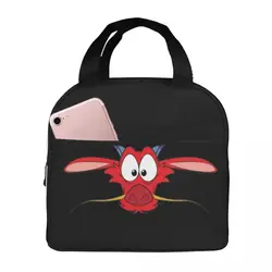 Mushu From Mulan Lunch Bags Insulated Bento Box Portable Lunch Tote Leakproof Picnic Bags Cooler Thermal Bag for Woman Office