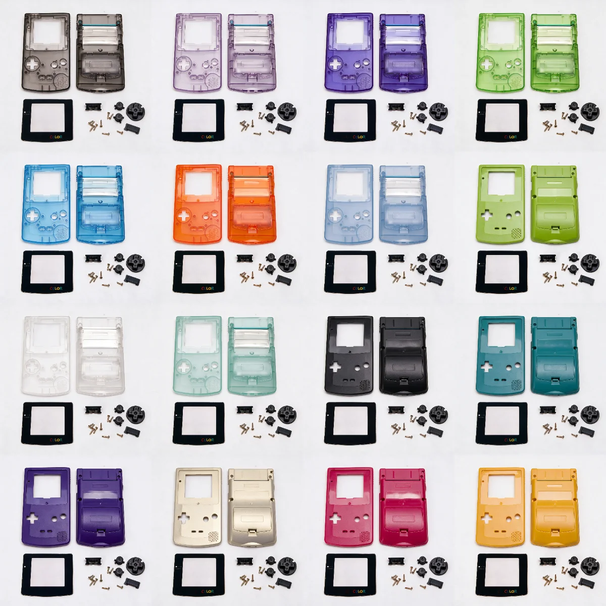 Image of Gehäuse-Ersatzkit für Gameboy Color / GBC, mehrfarbiges Konsolengehäuse mit Schrauben und Tasten-Zubehör für GBC