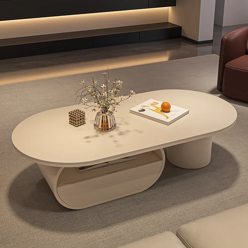 

Cream style living room household coffee table small apartment modern simple light luxury advanced rock plate tea table