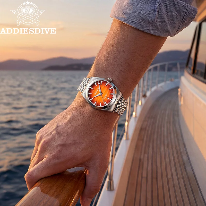 ADDIESDIVE Hot Sale 39mm Watch For Men 200m Diver Sapphire Glass AD2540 BGW9 Luminous Mechanical Automatic Watch Desert Texture view 4