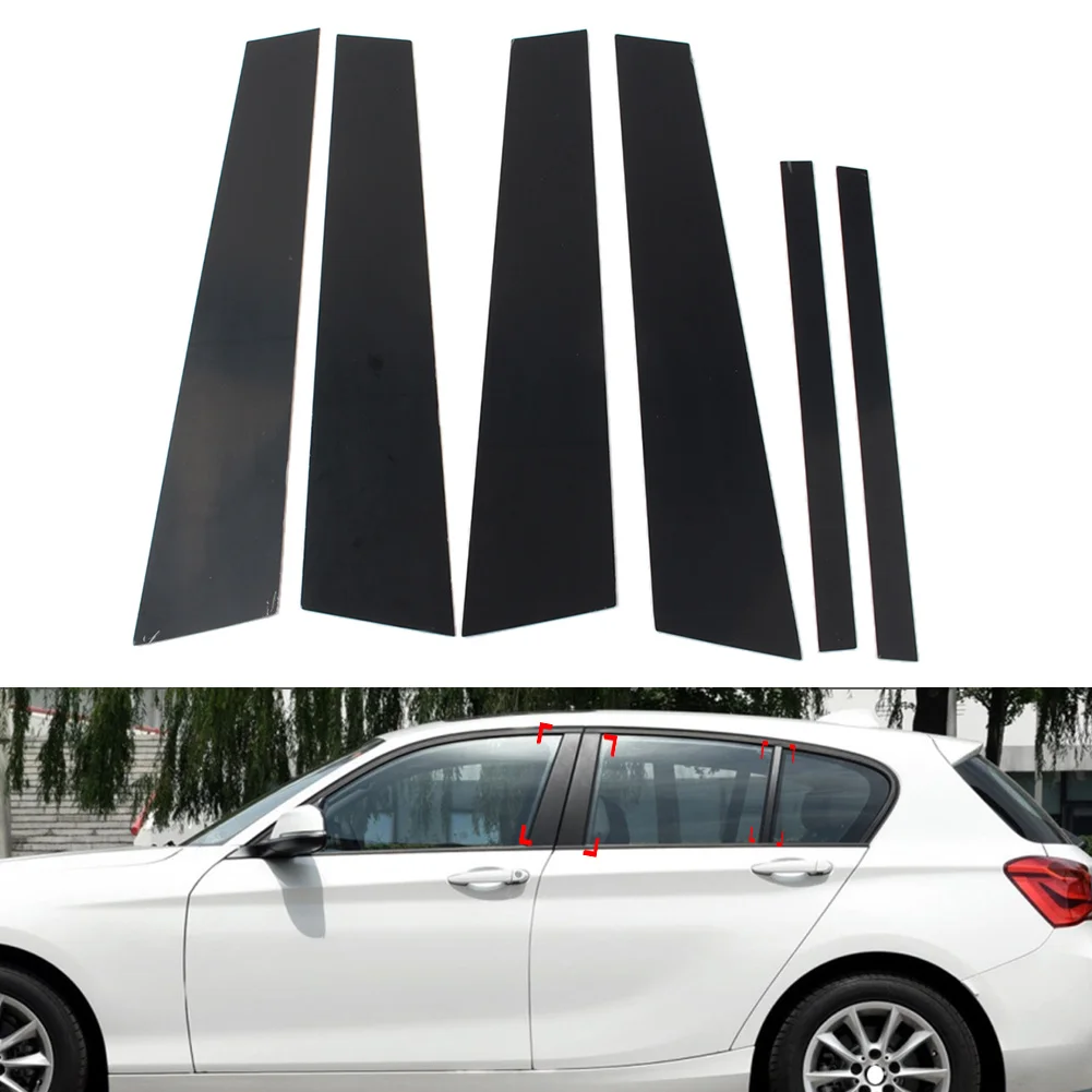 

6 Pcs Glossy Black Car Door Window Pillar Posts Decoration Cover Trims For BMW 1 Series F20 2012-2019