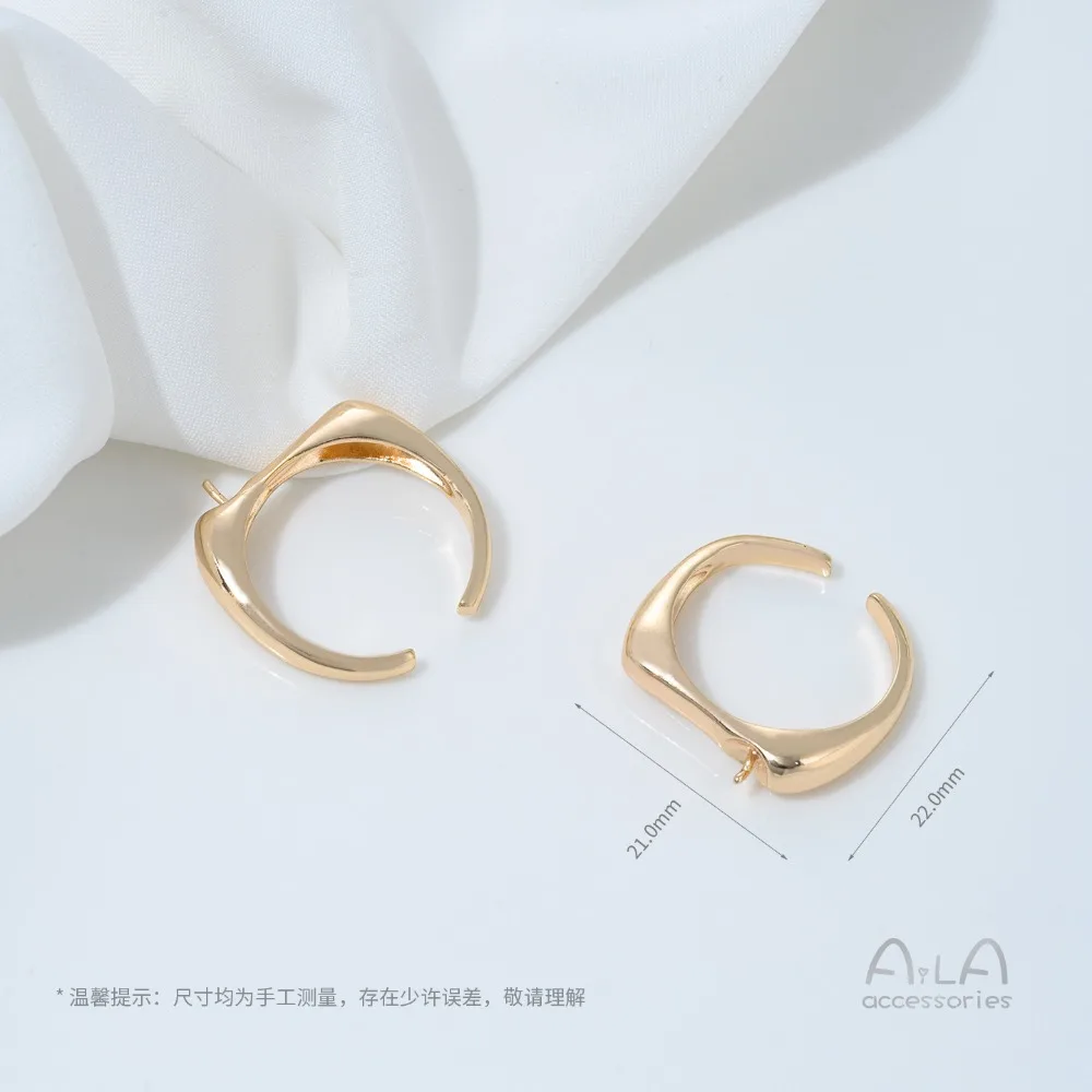 14K حقيبة الذهب الحقيقي نصف حفرة حبة حامل حلقة تويست حلقة حامل اليدوية DIY لزجة اللؤلؤ حلقة مفتوحة الملحقات #6