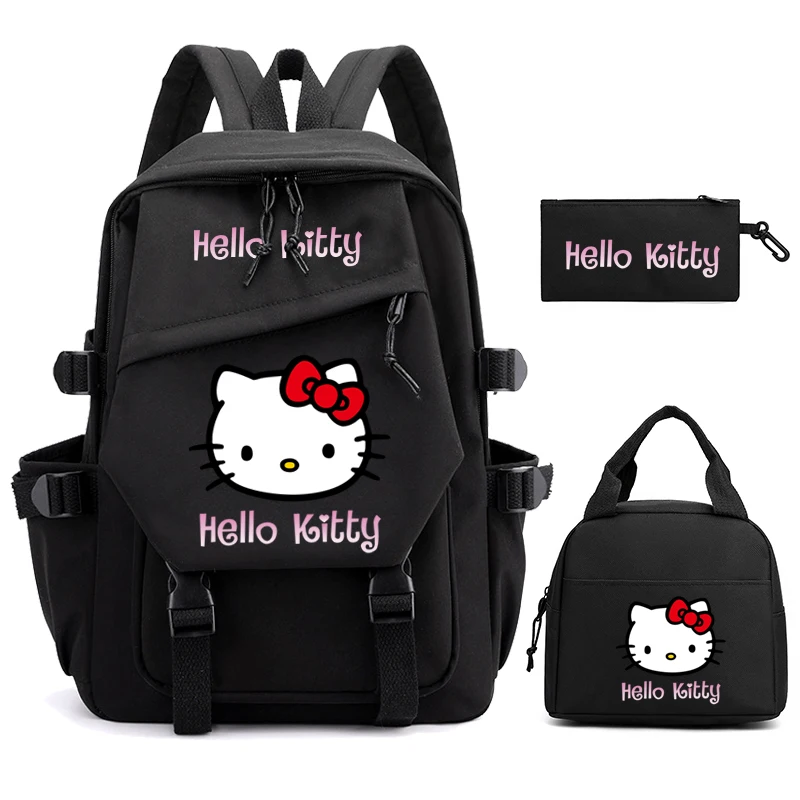 3 Stks/set Hello Kitty Student Tiener Anime Boekentas Rugzak Voor Meisje Jongen Kinderen Lunch Tassen Schooltas Knapzak Vrouwen Rugzak