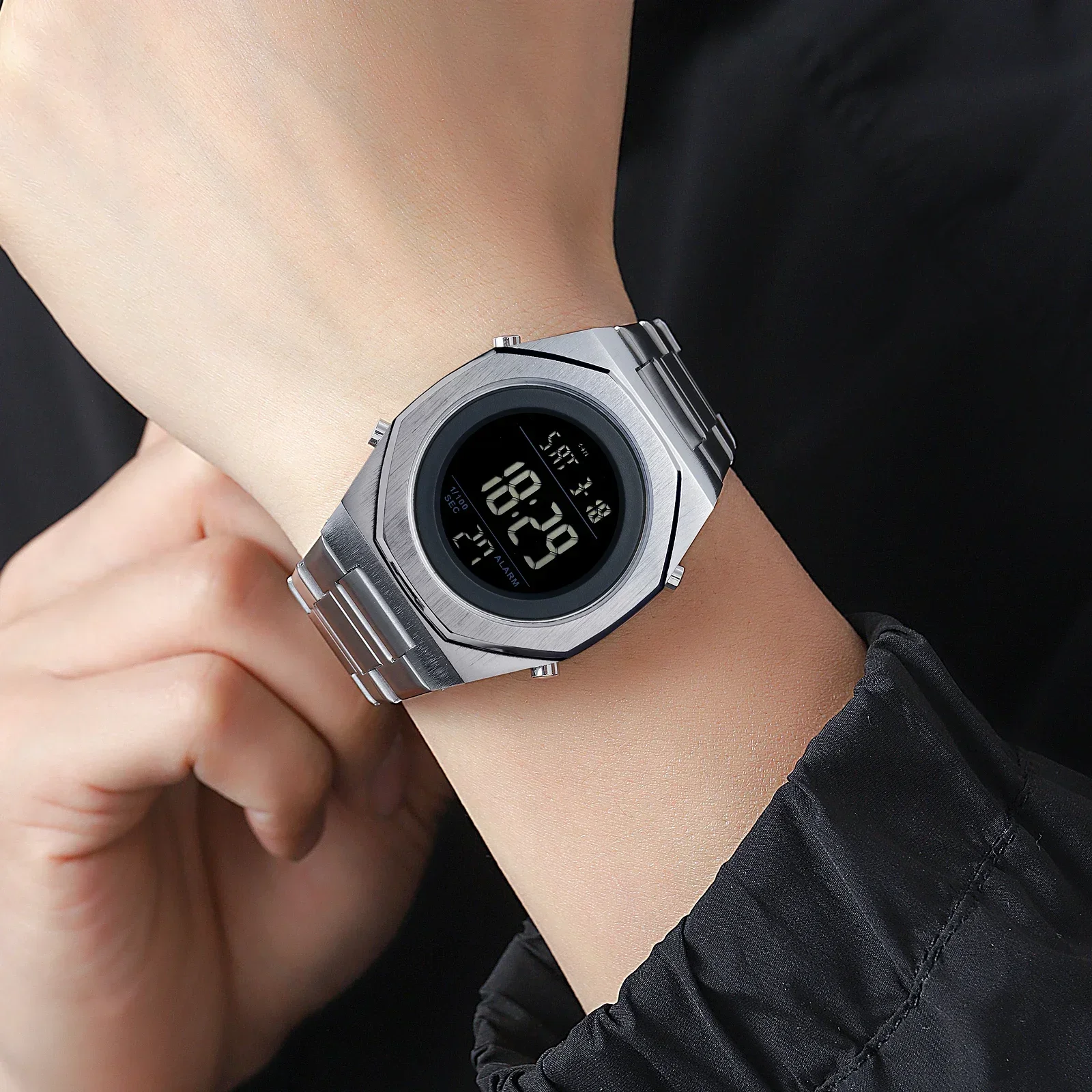 SKMEI-relojes digitales de Cuenta Regresiva para hombre, pulsera electrónica impermeable, cronómetro, fecha, Despertador con pantalla de luz