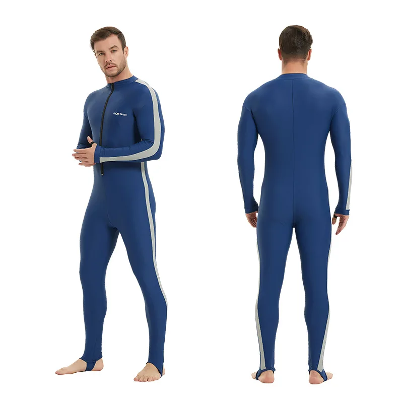 Traje de baño de manga larga para hombre, traje de buceo, protección solar, impermeable, secado rápido, UPF 50 + Lycra