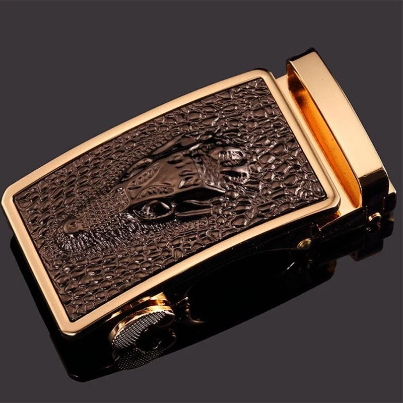 Automatic Belt Buckle for Men - Premium Metal Alloy Animal Design, Quick Release Clip for Jeans & Dress Pants