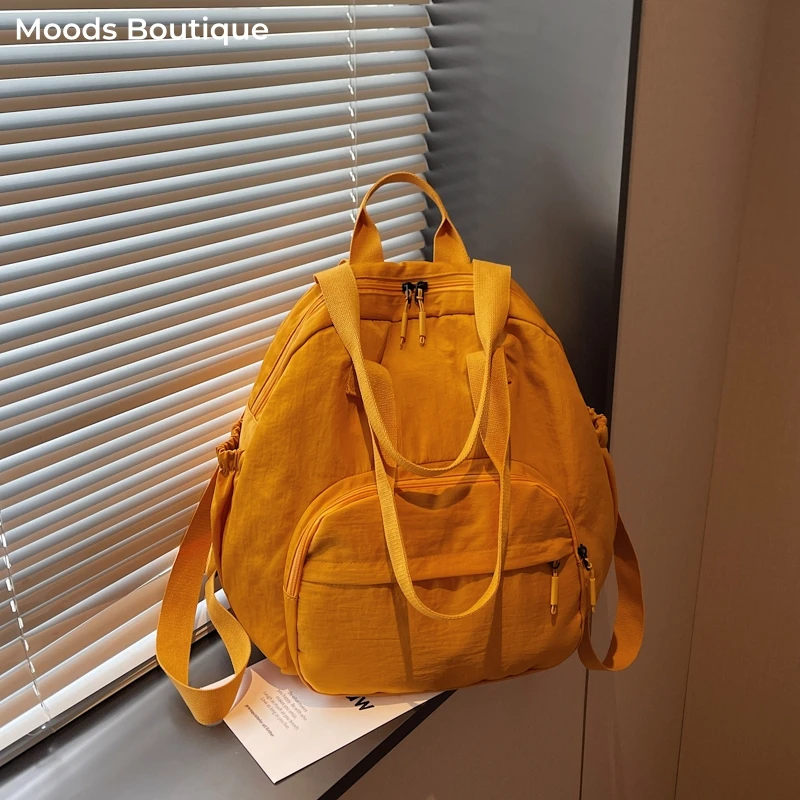 

Large Size Women Fashion Backpacks Nylon Fabric Multi-pocket Big Capacity Shopper Shoulder Totes Pure Color Travelling Rucksack