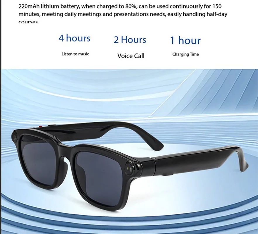 2026 8MP Pixel AI smart glasses  Video Recording AI Photo Recognition Call Voice Translation Sunglasses Man women blackview