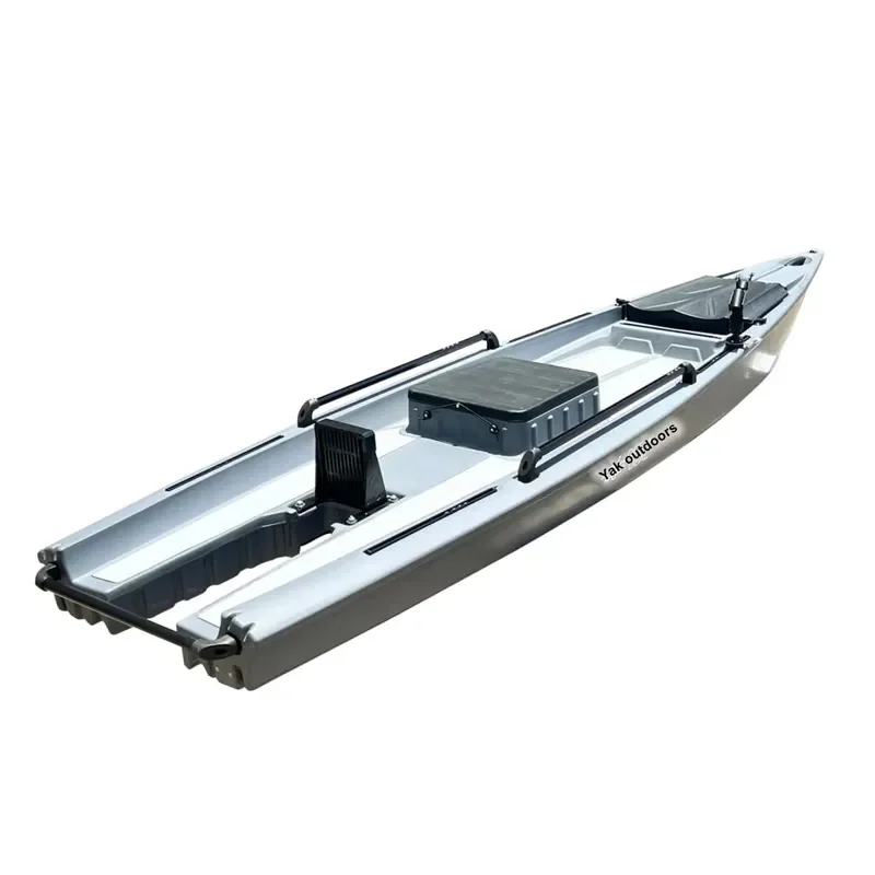 Yak 13ft Solo Skiff Maneuverability Stable Sea Kayak for Water Sports Motorized Big Storage PE Plastic Rowing Boat for