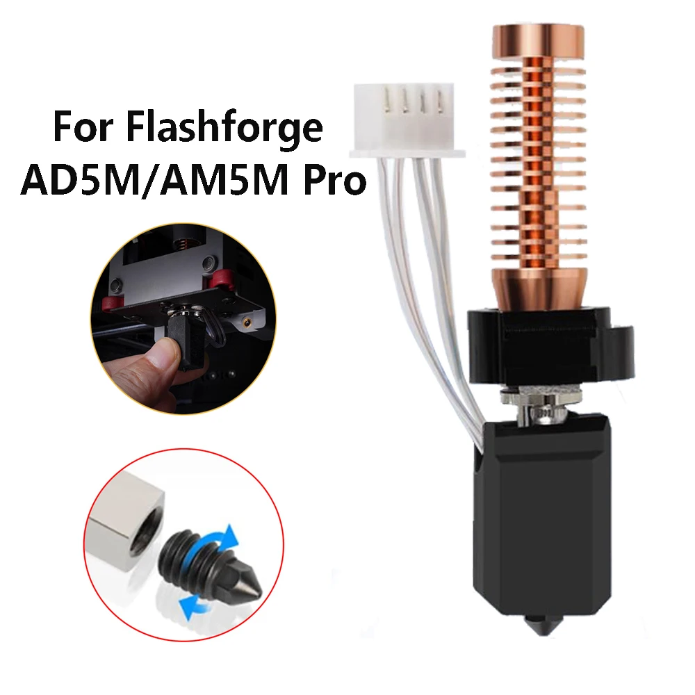 Upgrade Hotend 280℃ For Flashforge Adventurer 5M / 5M Pro Hardened steel Nozzle Replaceable Caremic Hotend Faster Heating AD5M